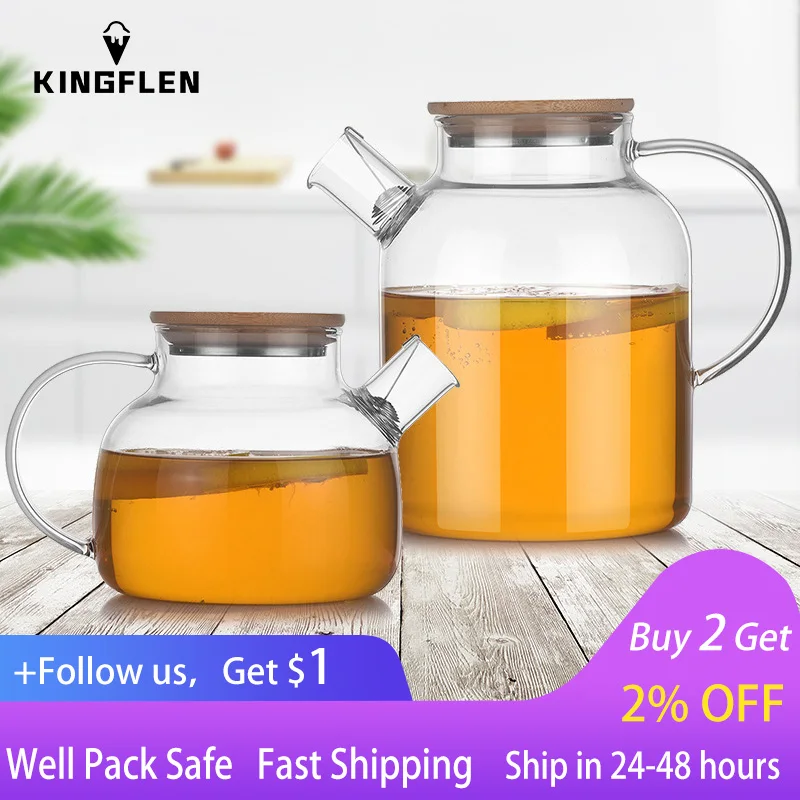

1000ml/1600ml Cold water pot Glass high temperature resistant explosion-proof domestic cold water pot Tea pot Flower tea pot