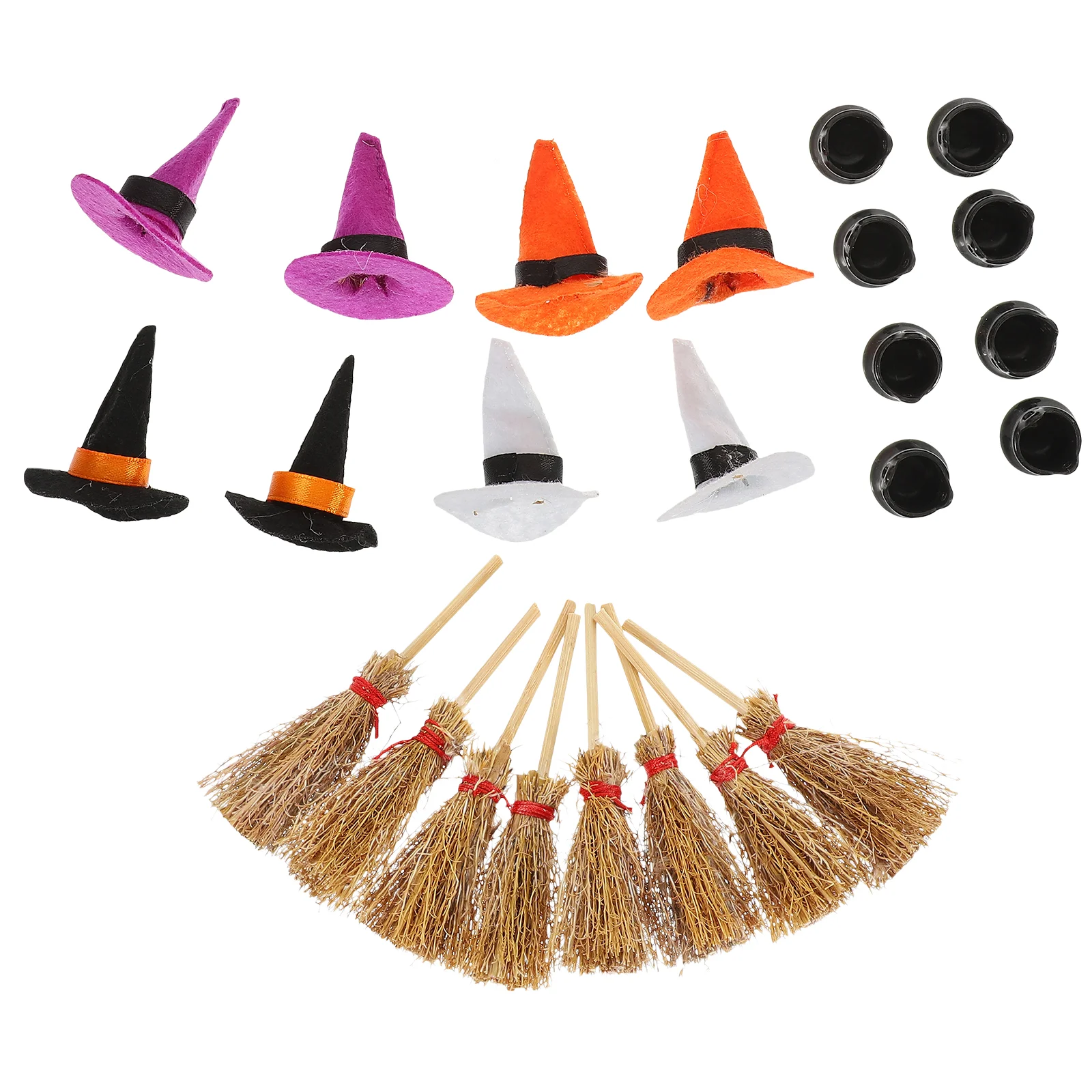 

Mini Witch Hats Crafts Tiny Covers Halloween Decor Party House Miniature Broom