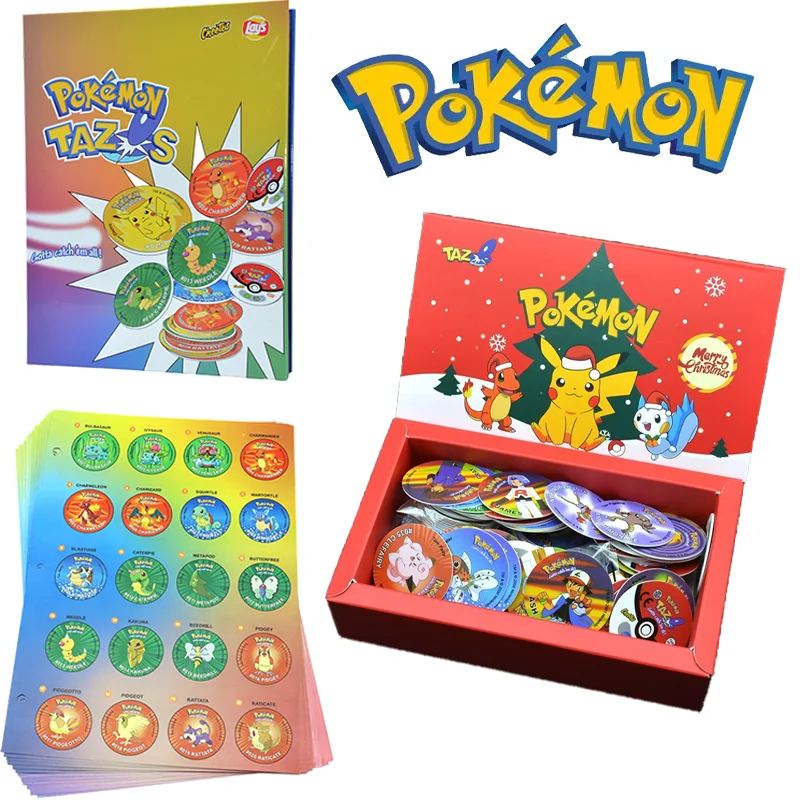 

Pokemon Pikachu Collection Tazos First Christmas Edition Card Album Box Plastic Round Gotta Catch 'em All Game Card Cheetos Gift