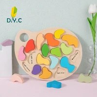 montessori wooden colour palettes puzzles toys color shape recognition early learning board games for children for boys girls