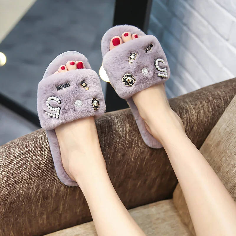 

women Fluffy Slide Winter
