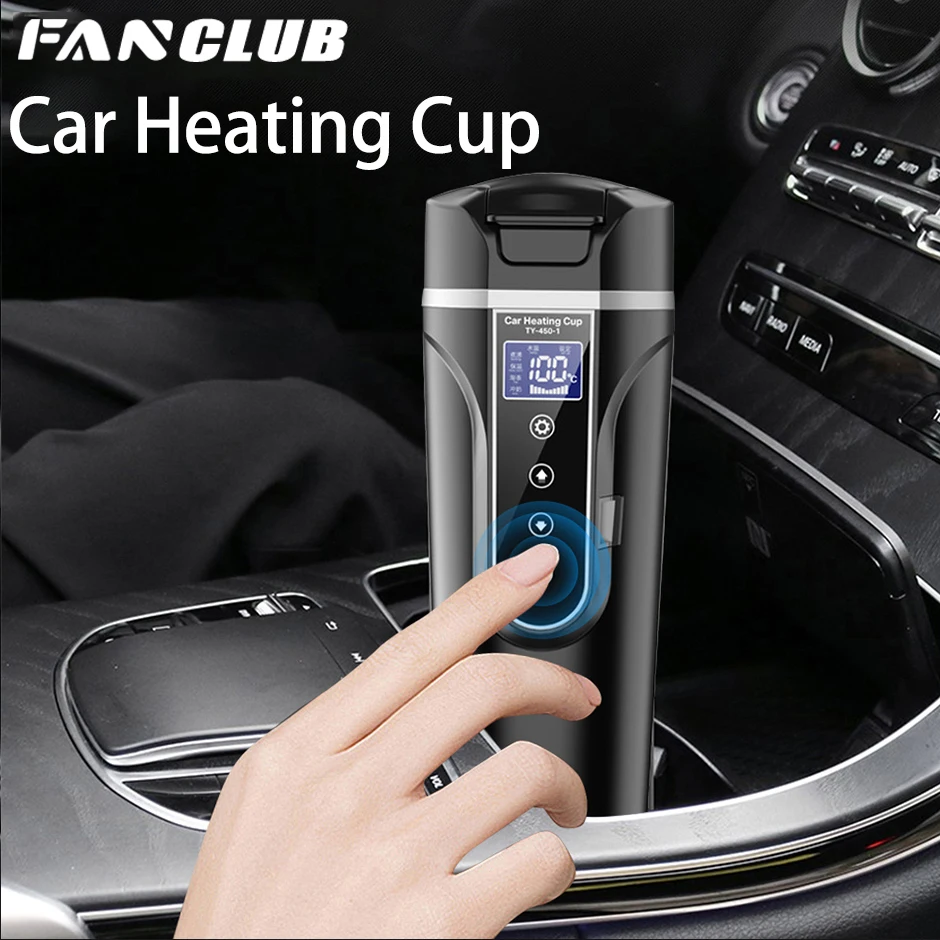 

12V 24V Car Heating Cup Stainless Steel Water Warmer Bottle Car Kettle Coffee Mug Portable Travel Cup LCD Display Temperature