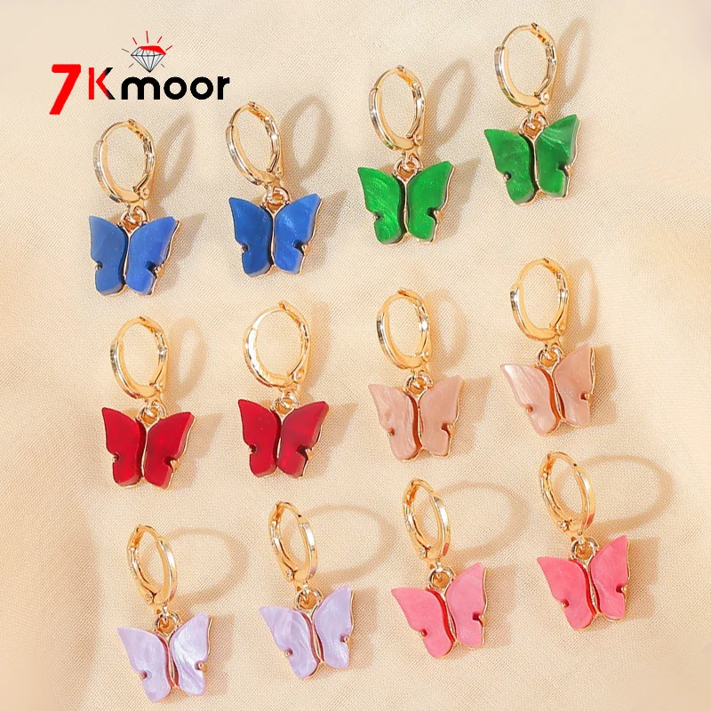 2023 корейские Ретро акриловые серьги-бабочки, модные милые животные, серьги-гвоздики, ювелирные изделия в подарок
