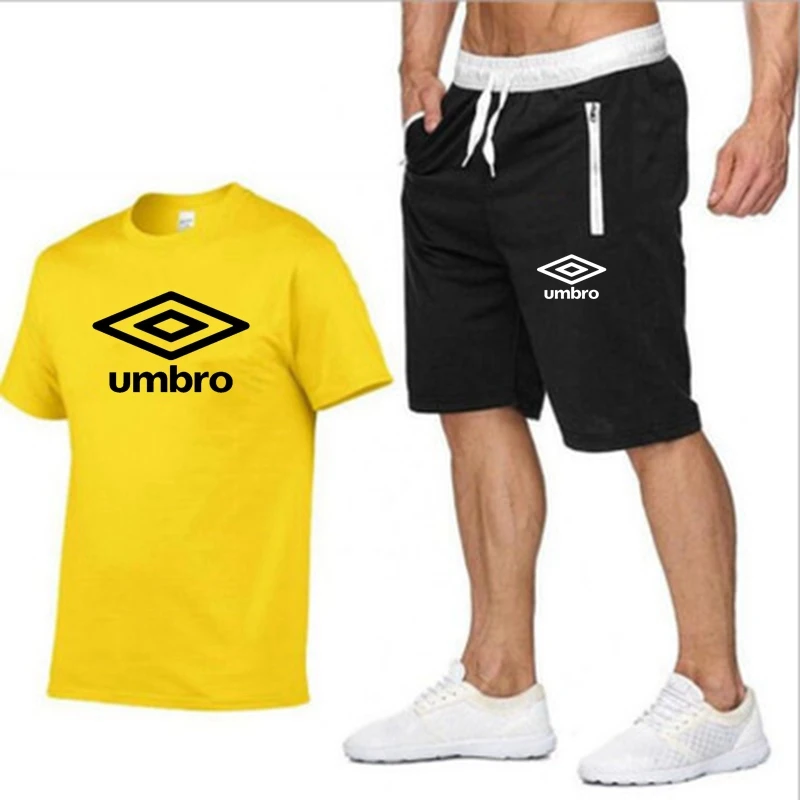 2023 Summer Men's basketball training with UMBRO short sleeve breathable plaid T-shirt and casual shorts men shorts S-2XL