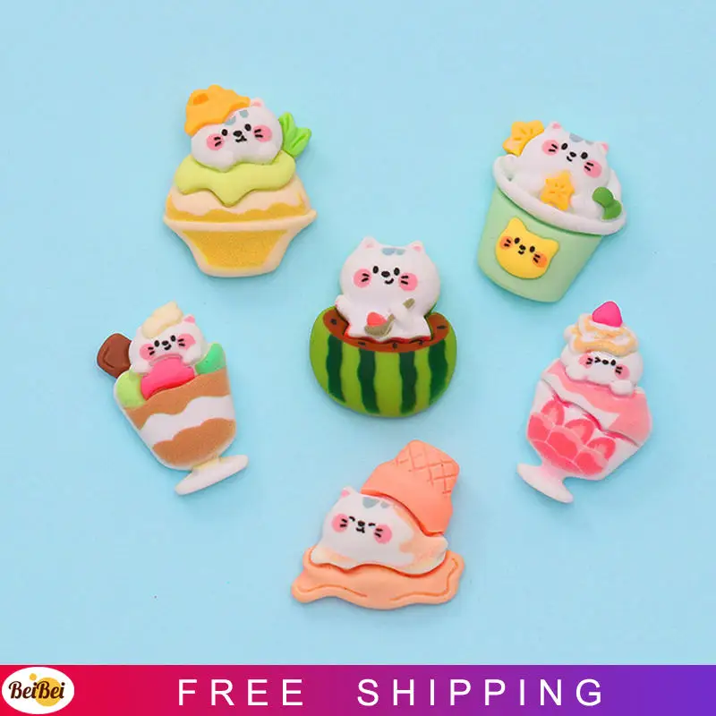 

100 шт. Новинка Симпатичный мини мультяшный кот шоколад конус плоский Кабошон Скрапбукинг DIY заколка для волос украшения очаровательные аксе...