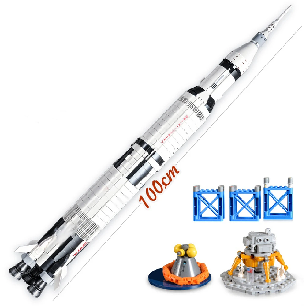

Конструктор Apollo Saturn V 92176, космические ракетные идеи, развивающие игрушки для детей, подарки на день рождения и Рождество