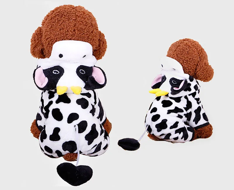 

Dog Winter Warm Clothes Cute Plush Jacket Hooded Bulldog Pet Clothing Cosplay Cow Suit Jacket Kilowatt Teddy Clothing Chihuahua
