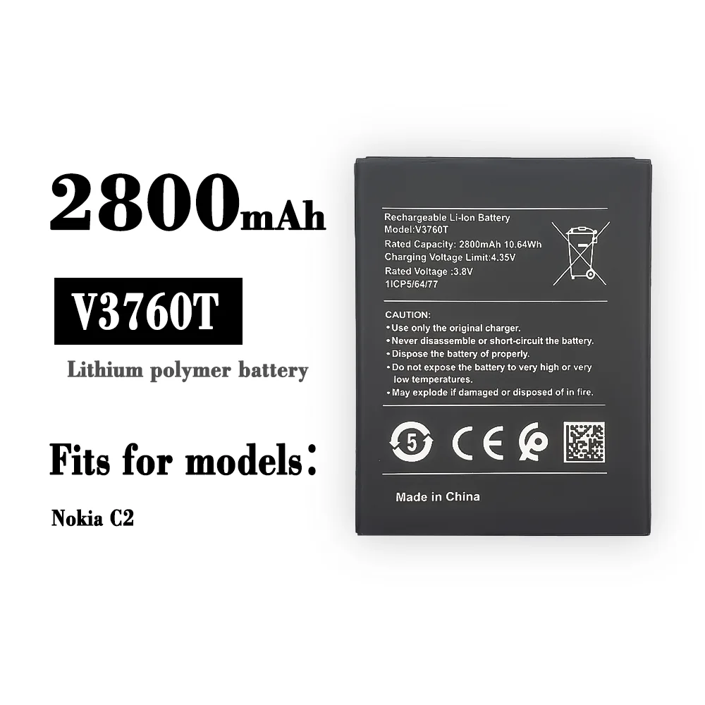 

New 2800mAh V3760T Battery For Nokia C2 2020 TA-1204 Mobile Phone Battery V3760T