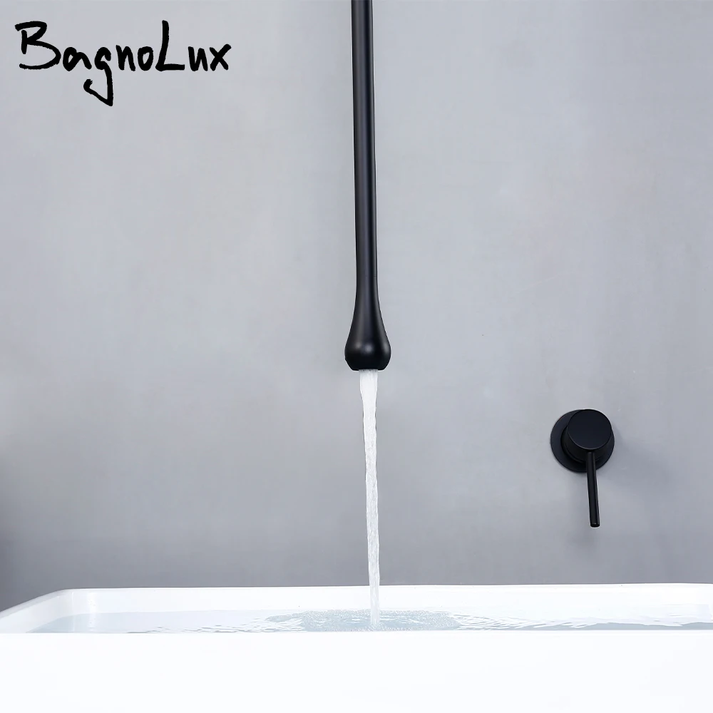 

Матовый латунный смеситель Bagnolux для ванной комнаты, кран для раковины, с одной ручкой, для горячей и холодной воды, золото, черный цвет