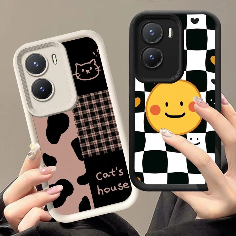 MK-2 Черно-белый клетчатый утолщенный противоударный чехол для VIVO Y52 Y53S Y20 Y20I Y20S Y20A