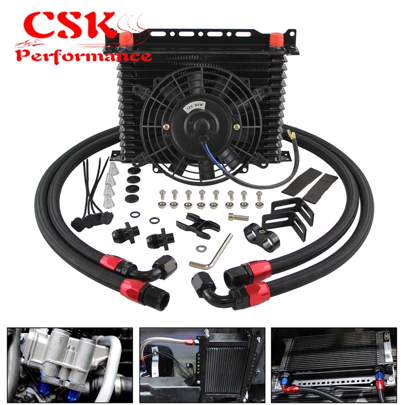

AN10 15 Row Oil Cooler + 7" Electric Fan kit Fit For BMW E36/E46 135/E90 335