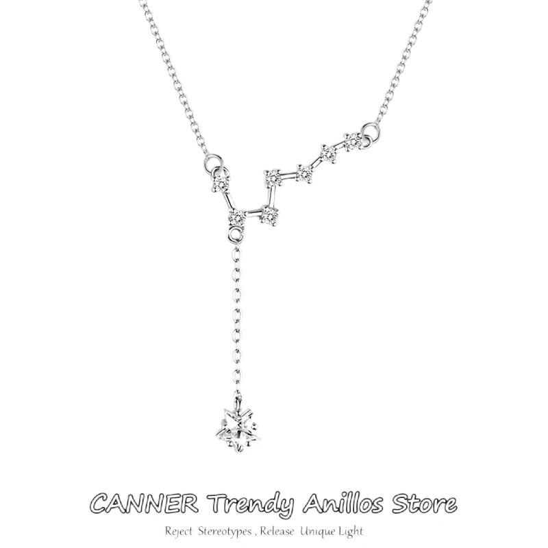 

CANNER 925 Sterling Silver Big Dipper Design Necklace Pendant Charm CZ SILVER Color Sexy Choker Necklaces For Women Fine Jewelry