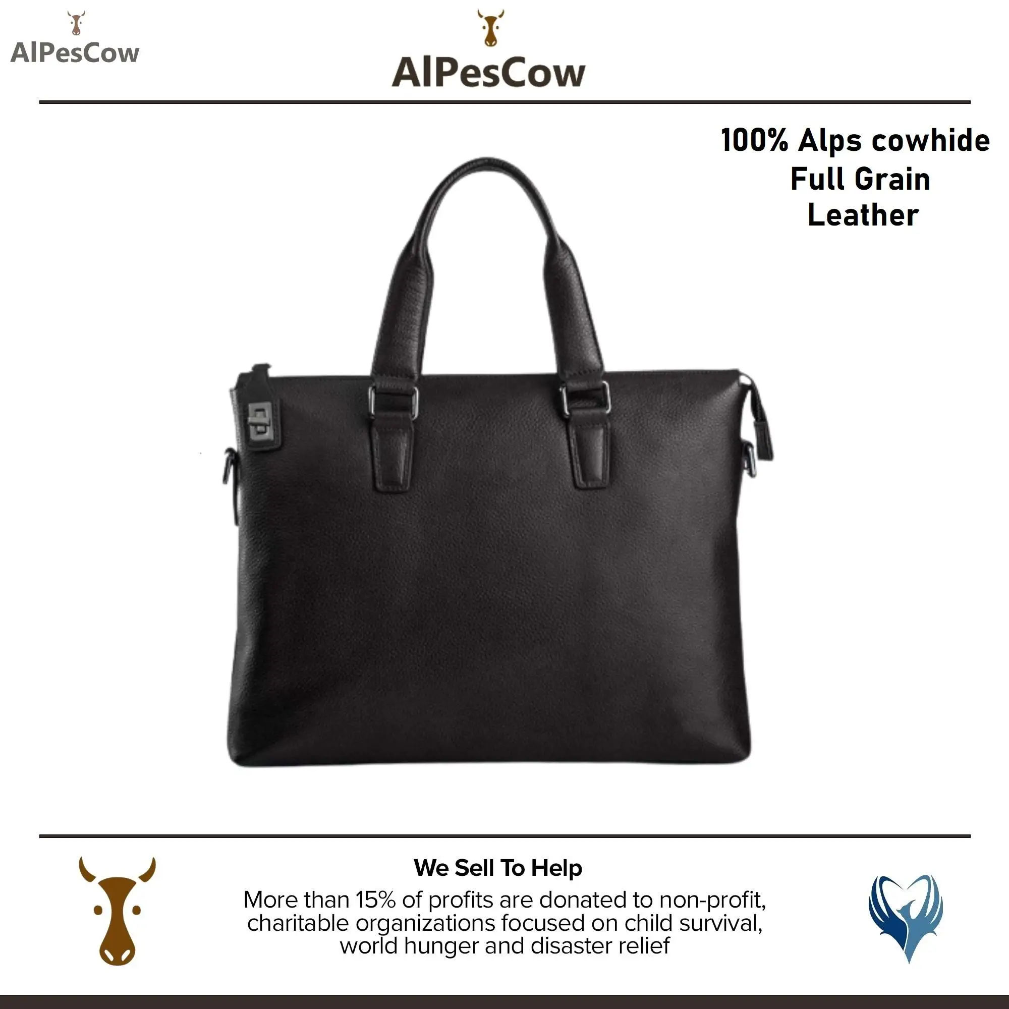 High Quality 100% Alps Cowhide Briefcase For Laptop Vintage Luxury Genuine Leather Messenger Bags Handbag With Shoulder Strap