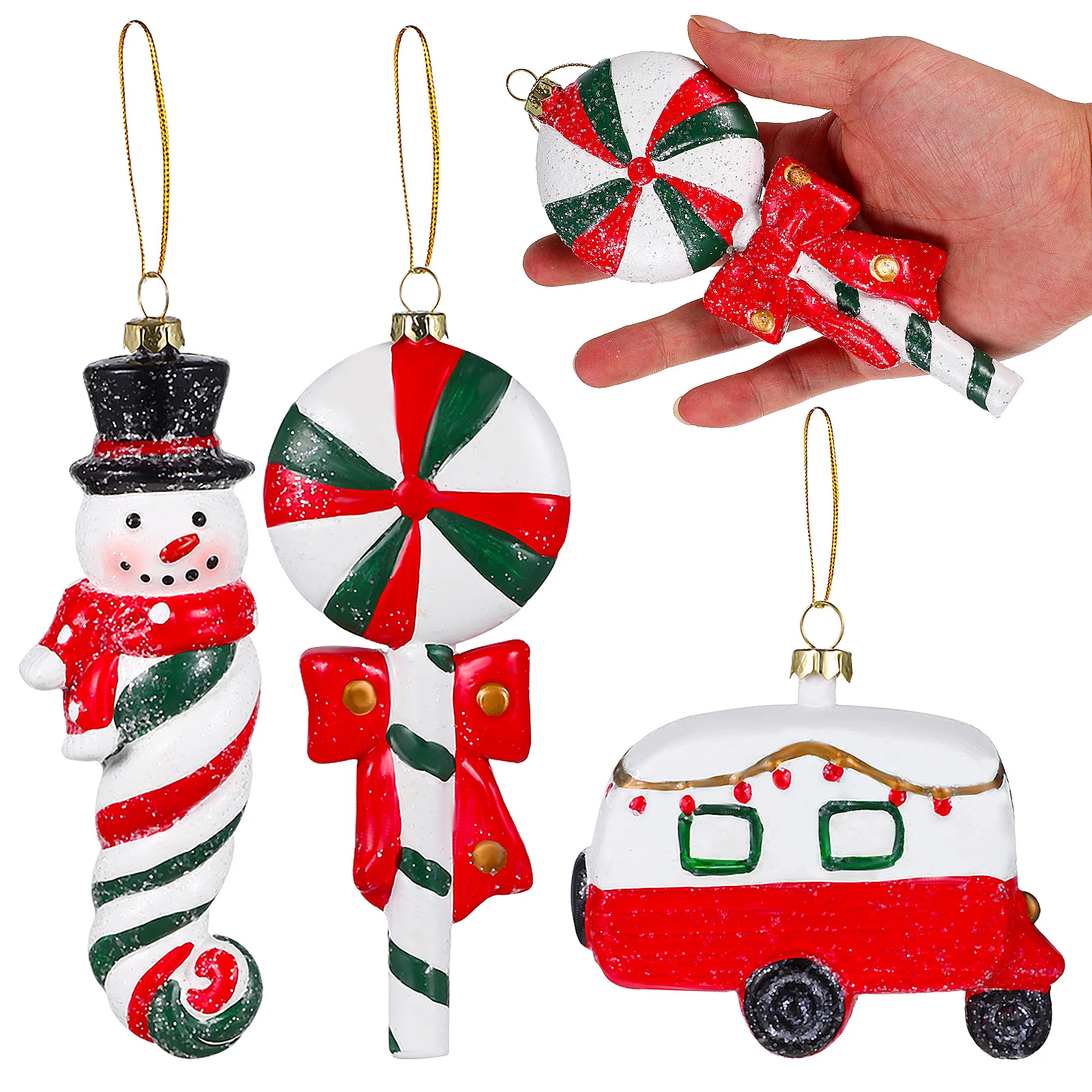 

3 Pcs Christmas Trees Decorations Candy Cane Christmas Hanging Decors Candy Party Decors