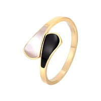ailinfa womens fashion personality polygon ring frigid style white shell open cross ring cup handle hollow ring gift