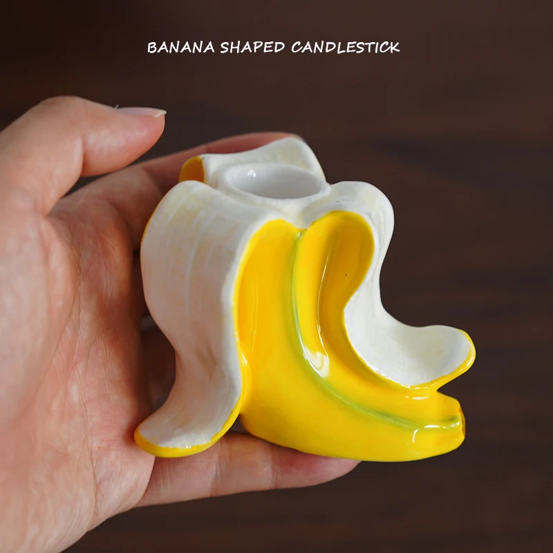 Европейский стиль ручная роспись в форме банана керамический подсвечник