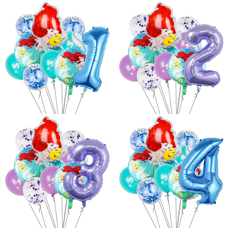 

10pcs Disney Balloons Mermaid Birthday Party Decorations Kids Favors Girls Birthday Backgruond Latex Ballons Baby Shower Globos