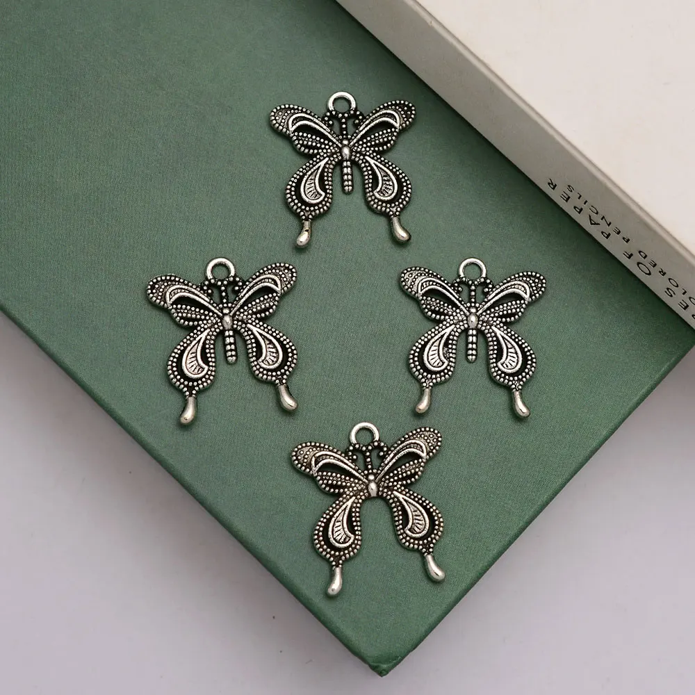 

20pcs/lot--25x23mm Vintage Silver Plated Butterfly Charms Pendants For Jewelry Making Findings Diy Keychain Earring Accessories