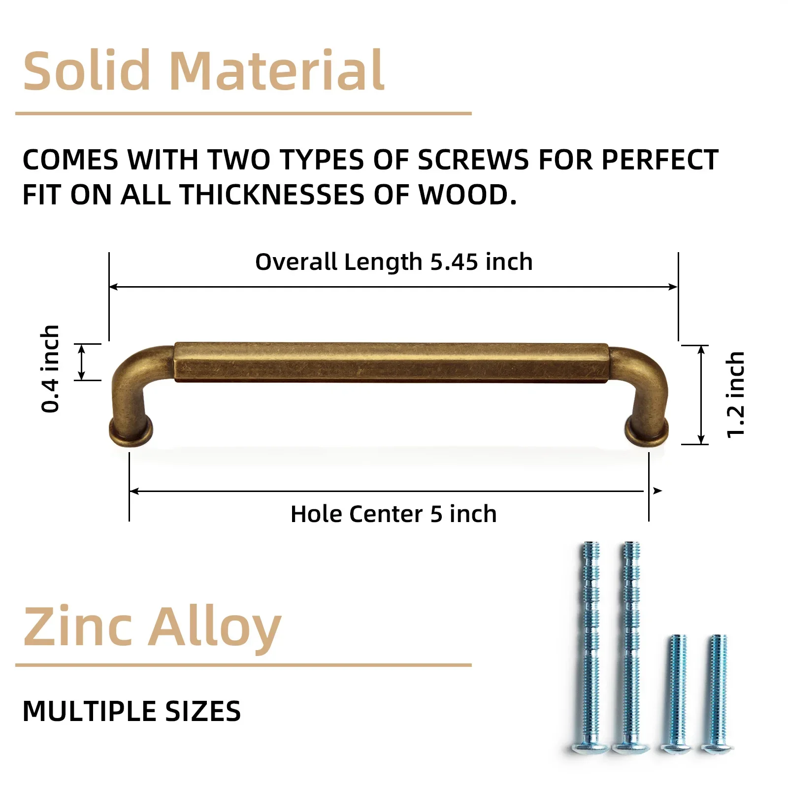 

Ручки для шкафов Гу-Ки антикварная латунь 5 дюймов