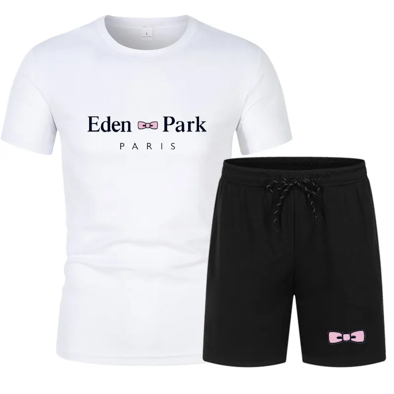 

2022 Brand Sets Sportswear Mens Summer Eden Printed Suit 2 Pieces of Fitness Sportswear + Beach Shorts Men Casual T-shirt Male