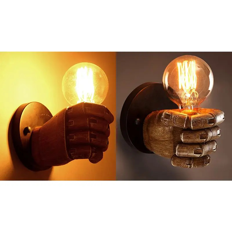 

Vintage Fist Resin Wall Lamp Loft Industrial Wind Decoration Antique Wall Lamp E27 Screw Interface