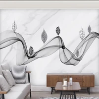 modern white marble curve smoke leaves tv background wall photo wallpaper dining room gallery abstract art wallpaper 3d mural