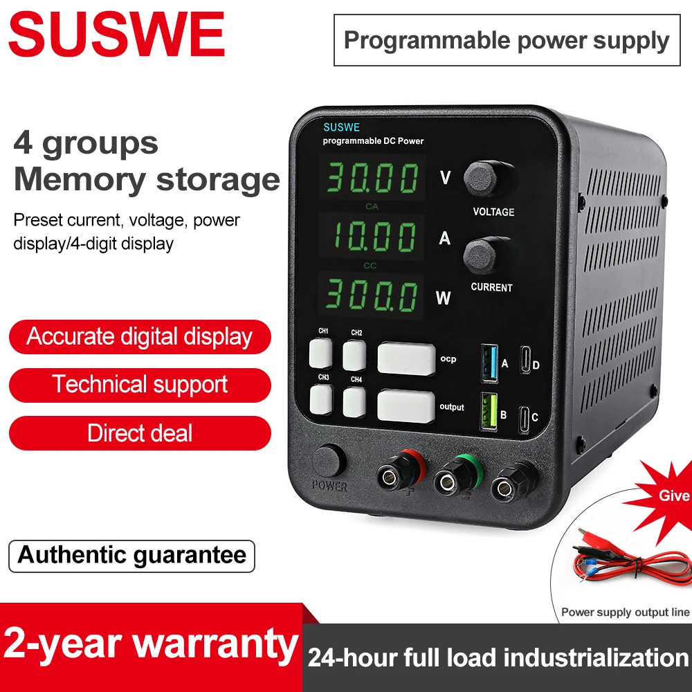 

Programmable DC Power Supply WPS3010H Laboratory Maintenance Workbench 30V 10A Voltage Current Regulator AC 220V 110V