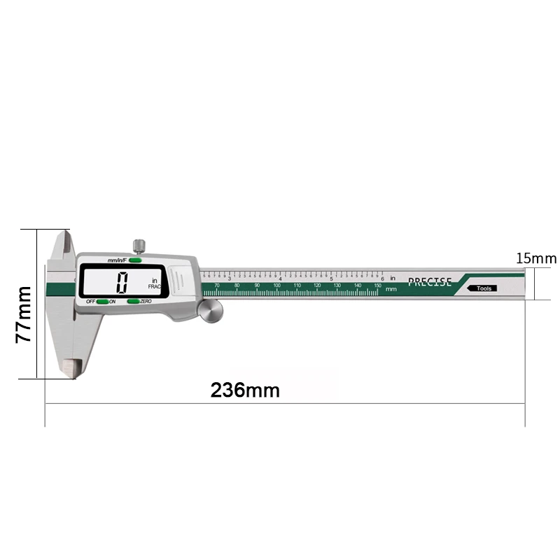 150mm 6 Inches Stainless Steel Digital Caliper Inch/Metric/Fractions Conversion 0.01mm Resolution with Box |