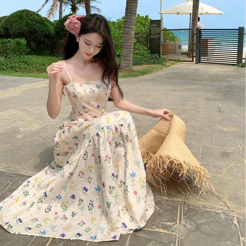 Платье женское приталенное во французском стиле милая кофта с принтом без