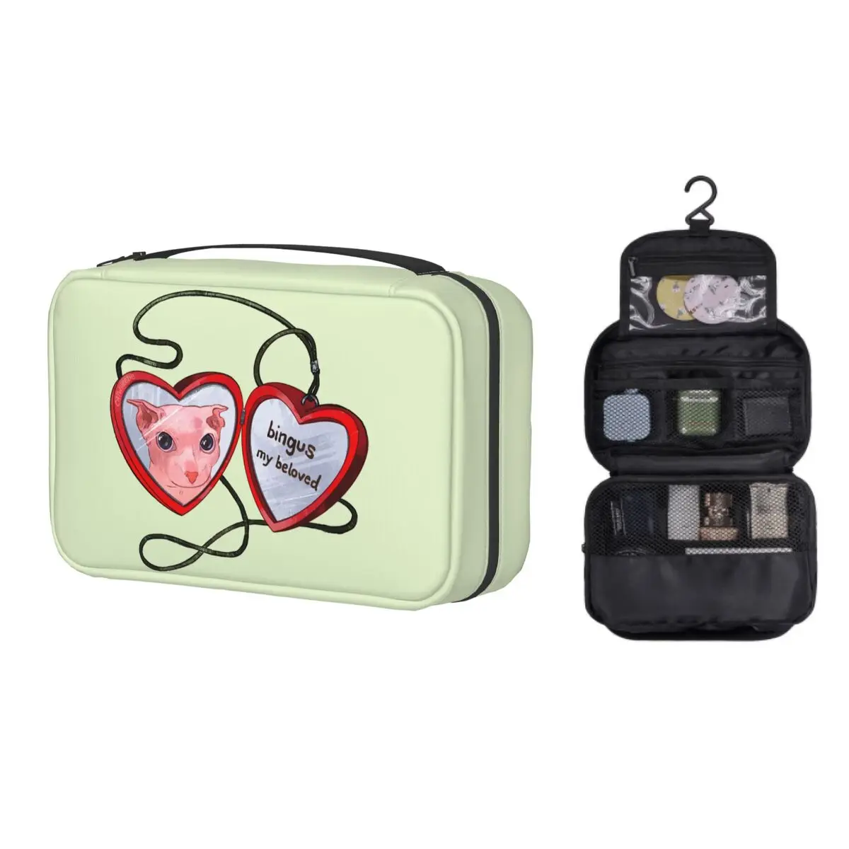 

Kawaii Bingus, моя любимая дорожная сумка для туалетных принадлежностей, Женская подвесная косметичка Kawaii Sphynx с кошкой, косметичка, набор Dopp