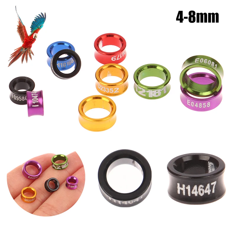 

10Pcs 4/5/6/7/8mm Parrot Leg Rings Pigeon Foot Rings Bird Parrot Feeding Identification Outdoor Flying Training Bird Supplies