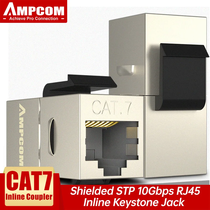 

AMPCOM CAT7 RJ45 Inline Coupler Keystone Jack, Shielded Female to Female Straight-Through Ethernet STP Insert Inline Coupler