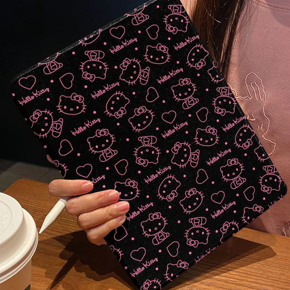 Kawaii Hello Kitty Печать Ipad Pro 2024 защитный чехол мультфильм Air6/5/4 вращение 7/8 Mini6 с гнездом