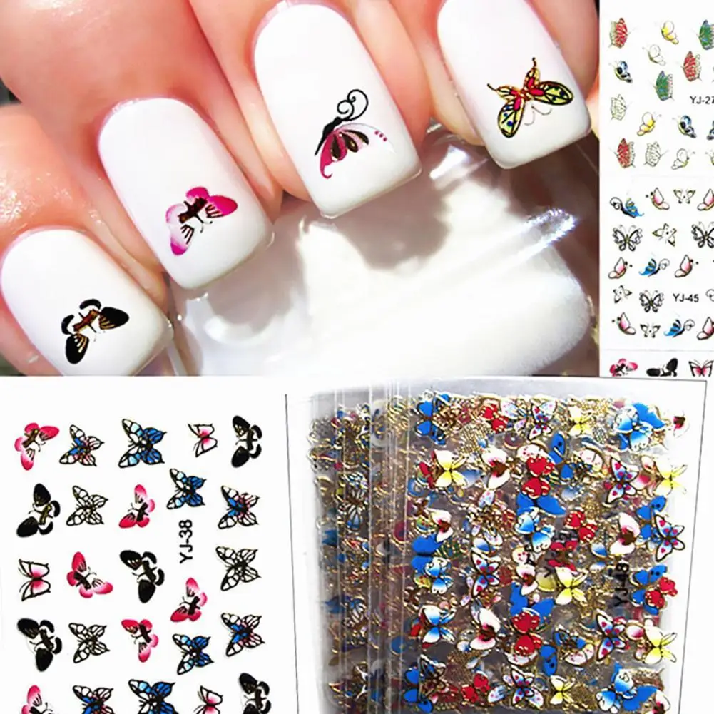 

Thin Texture 24Pcs Nice-looking Three-dimensional Butterfly Nail Transfer Sticker Mini Manicure Decal Compact for Women