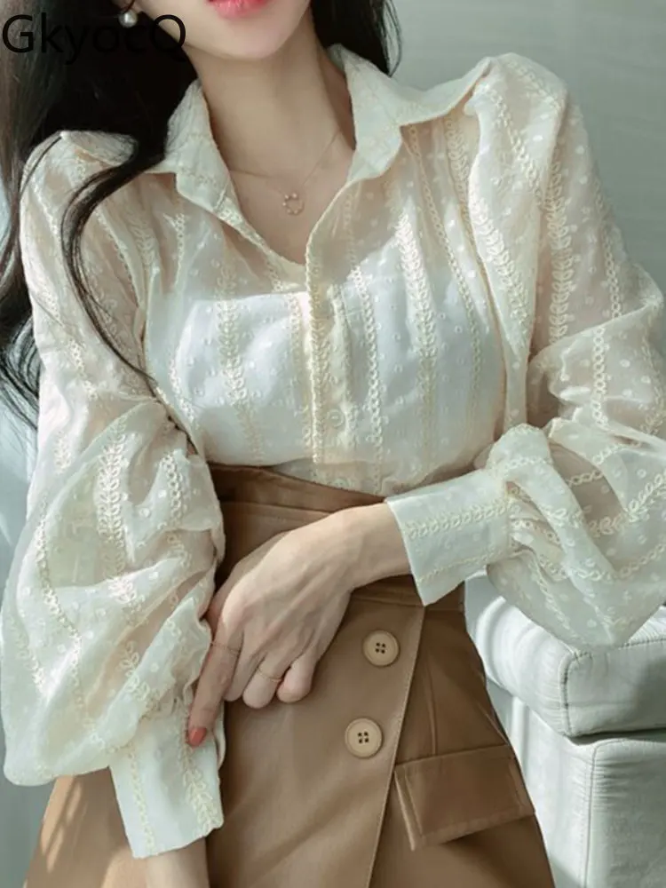 

Женская Осенняя Элегантная блузка с воротником-стойкой с трехмерным крючком