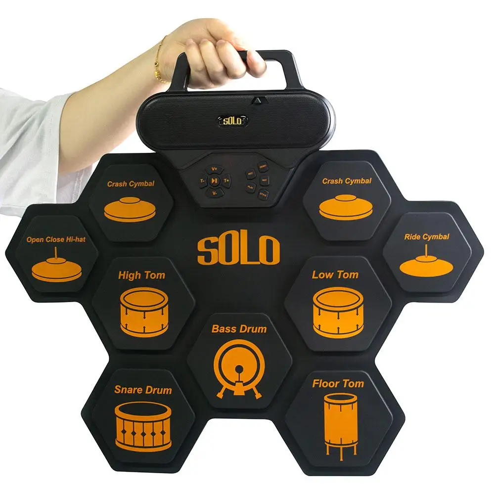 Portable Silicone Game Electronic Drum Pad Kit With Drumsticks Foot Pedal Practice Rhythm Silicone Hand-Rolled Drum With Speaker