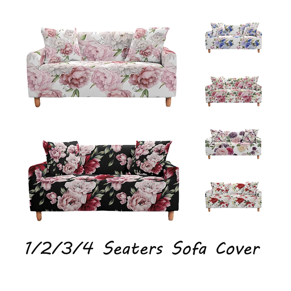 

Elastic Sofa Cover for Living Room 3D Flower Print Stretch Slipcover Sectional Couch Covers Corner Sofa Cover（No Pillowcase）