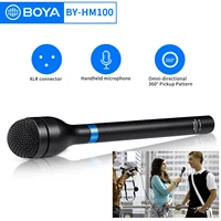 boya by hm100 omni directional wireless handheld dynamic microphone xlr long handle for eng interviews news gathering