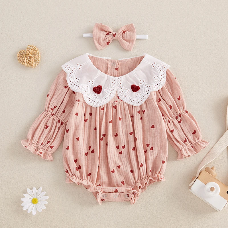 Комбинезон на День святого Валентина для маленьких девочек кружевной кукольный