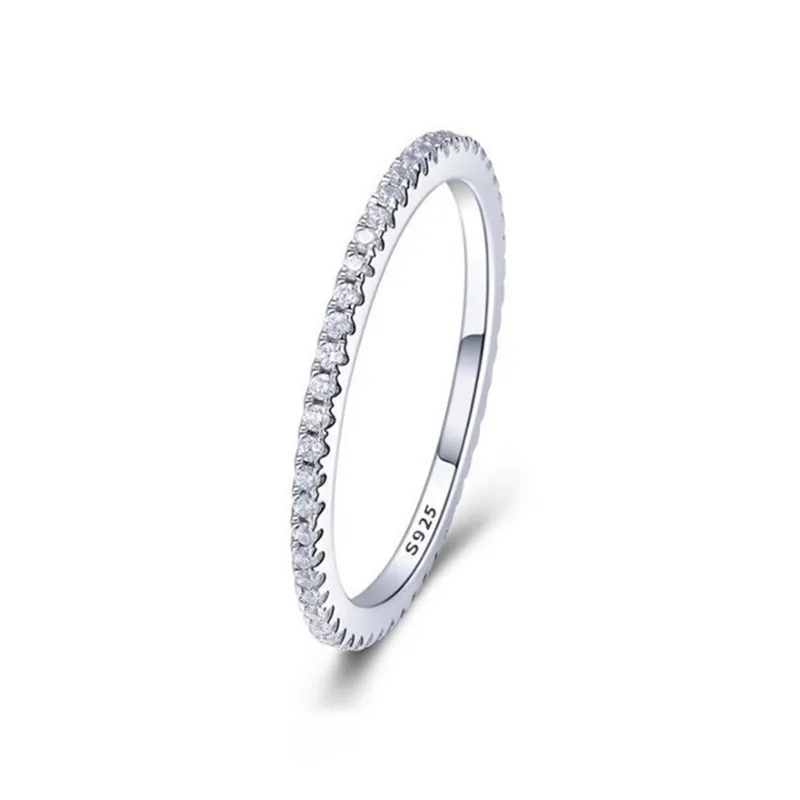 

Solid 925 Sterling Silver CZ Imitation Diamond Stackable Ring Eternity Bands for Women Fashion Jewelry Wedding Party Gifts