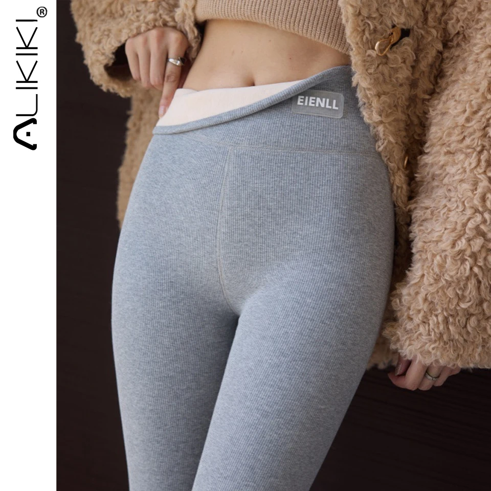 Женские зимние леггинсы с флисовой подкладкой трикотажные облегающие