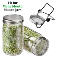 1set seed sprouter germination cover kit germinating mason jar set with bracket stainless steel filter cover mason jar gardening