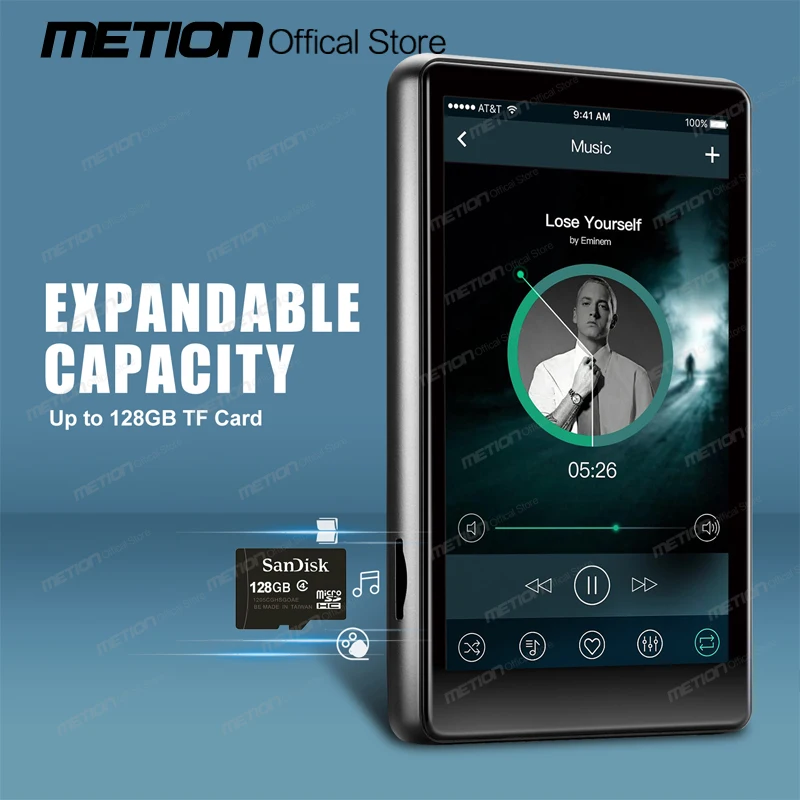 Mp3-плеер с Полноразмерным сенсорным экраном 4 0 дюйма Bluetooth встроенный динамик 16 ГБ