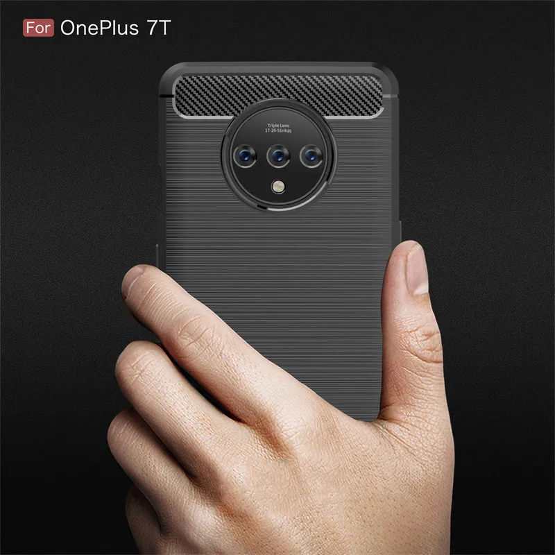 

Oneplus 7T HD1901 HD1900 Case Carbon Fiber Protection Armor Soft Silicone TPU Back Cover Phone Case for Oneplus 7T Oneplus7T