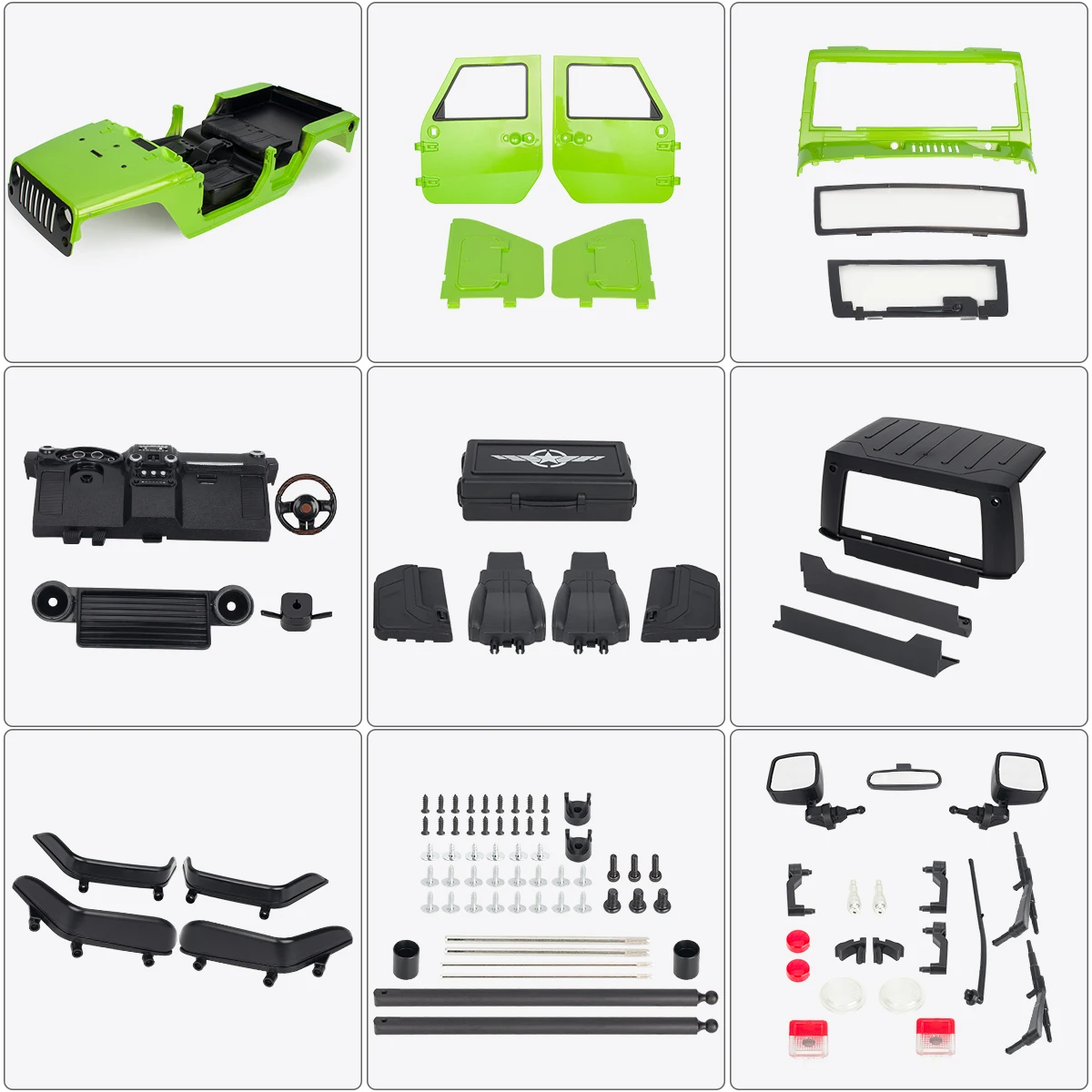 Фото Комплект кузова Wrangler Axial SCX10/SCX10 II/90046 — RC Crawler масштаба 1/10, колесная база 12,3 дюйма (313 мм) №5