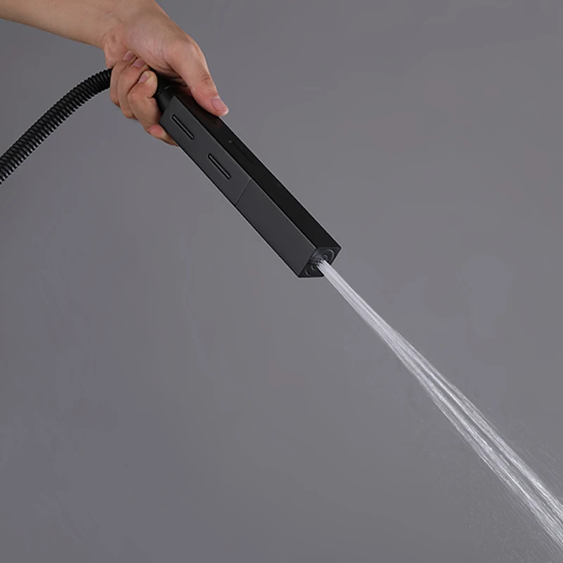 

Square Hand Shower Head Brass Pressure Rain Spray Gun Bathroom Hold Handshower Brass Water Column Rainfall Showers Black 2 Funct