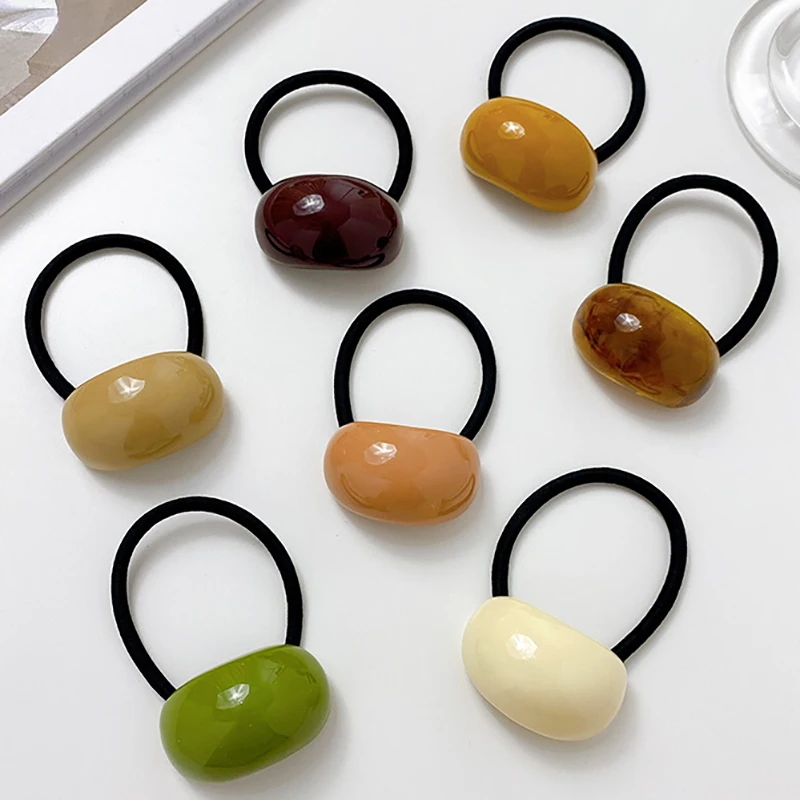 

INS High Stretch Arc Simple Wood Grain Ellipse Hair Tie Hair Accessories for Women Rubber Band Ponytail Holder Hairband Hairwear