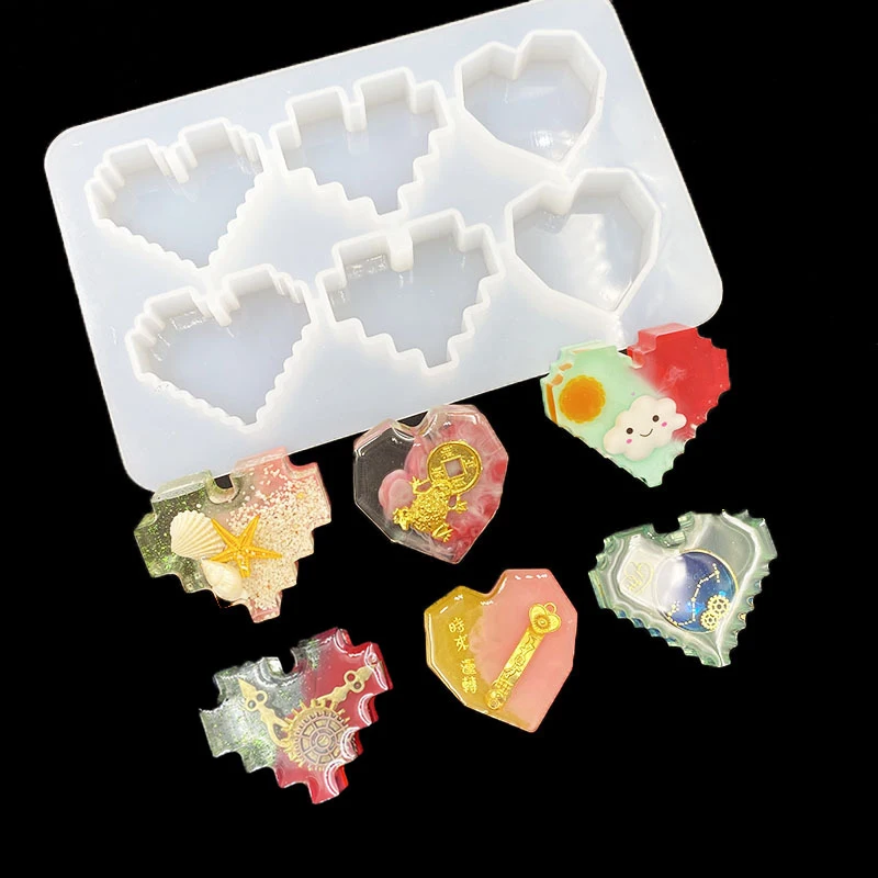 

Wedding Crystal Resin Mold Pixel Love Heart Shape Mirror DIY Ice Cubes Handmade Chocolate Tool Silicone Jelly Baking Cake Moulds