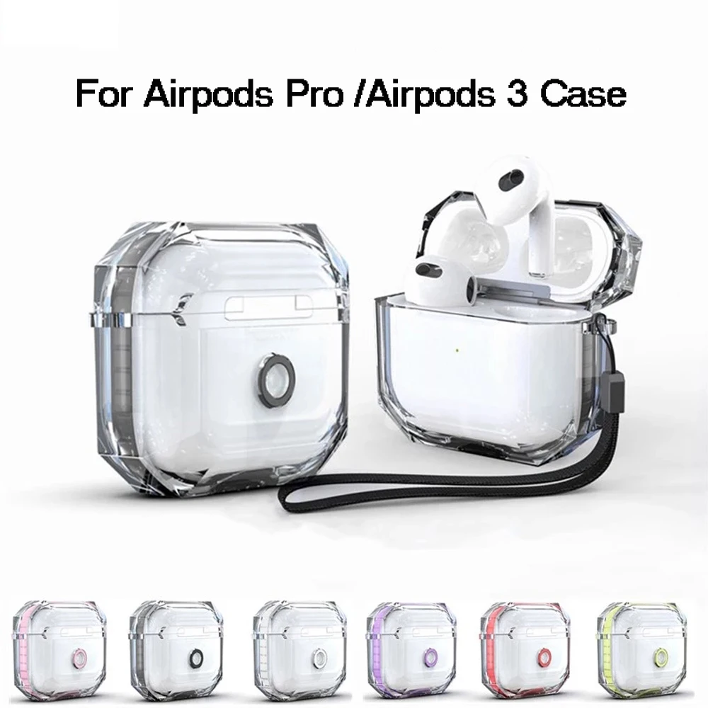 

Bluetooth Earphone Protective Case for AirPods Pro 3 Soft TPU Transparent Cover with Keychain for Apple Air Pods Earbuds Box Bag