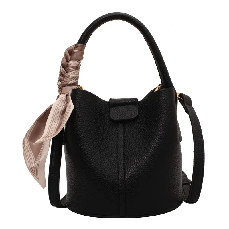 Mini Crossbody Shoulder Bucket Bags For Women Large Capacity PU Leather 2023 New Fashion Solid Color Portable Female Bag